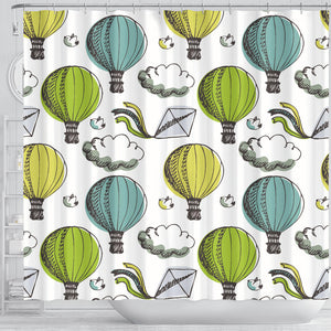 Hot Air Balloon Bird Cloud Pattern Shower Curtain Fulfilled In US