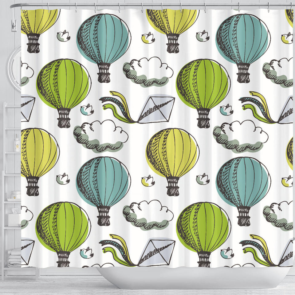 Hot Air Balloon Bird Cloud Pattern Shower Curtain Fulfilled In US