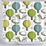 Hot Air Balloon Bird Cloud Pattern Shower Curtain Fulfilled In US