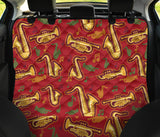 Saxophone Cornet Pattern Red Background Dog Car Seat Covers