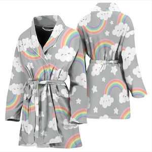 Cute Rainbow Clound Star Pattern Women'S Bathrobe
