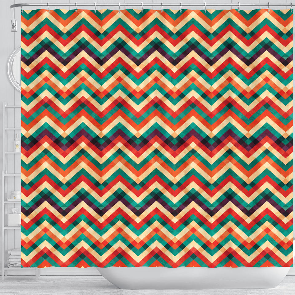 Zigzag  Chevron Colorful Pattern Shower Curtain Fulfilled In US