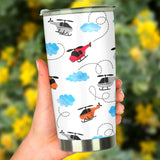 Watercolor Helicopter Cloud Pattern Tumbler