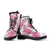 Pink Purple Orchid Pattern Background Leather Boots