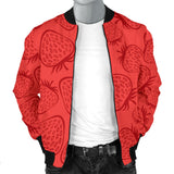 Strawberry Pattern Red Background Men'S Bomber Jacket