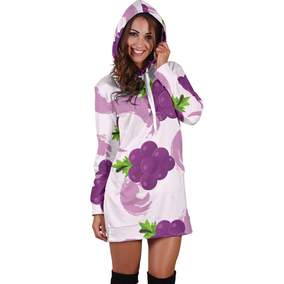 Cute Grape Pattern Women'S Hoodie Dress