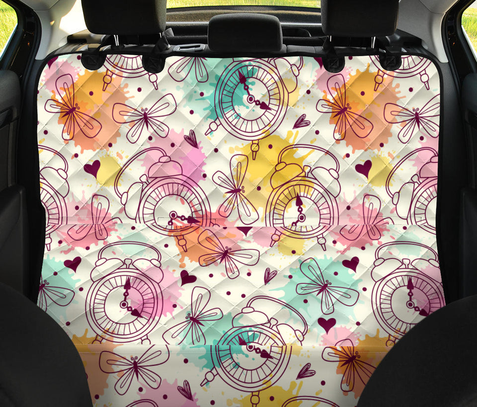 Clock Butterfly Pattern Dog Car Seat Covers