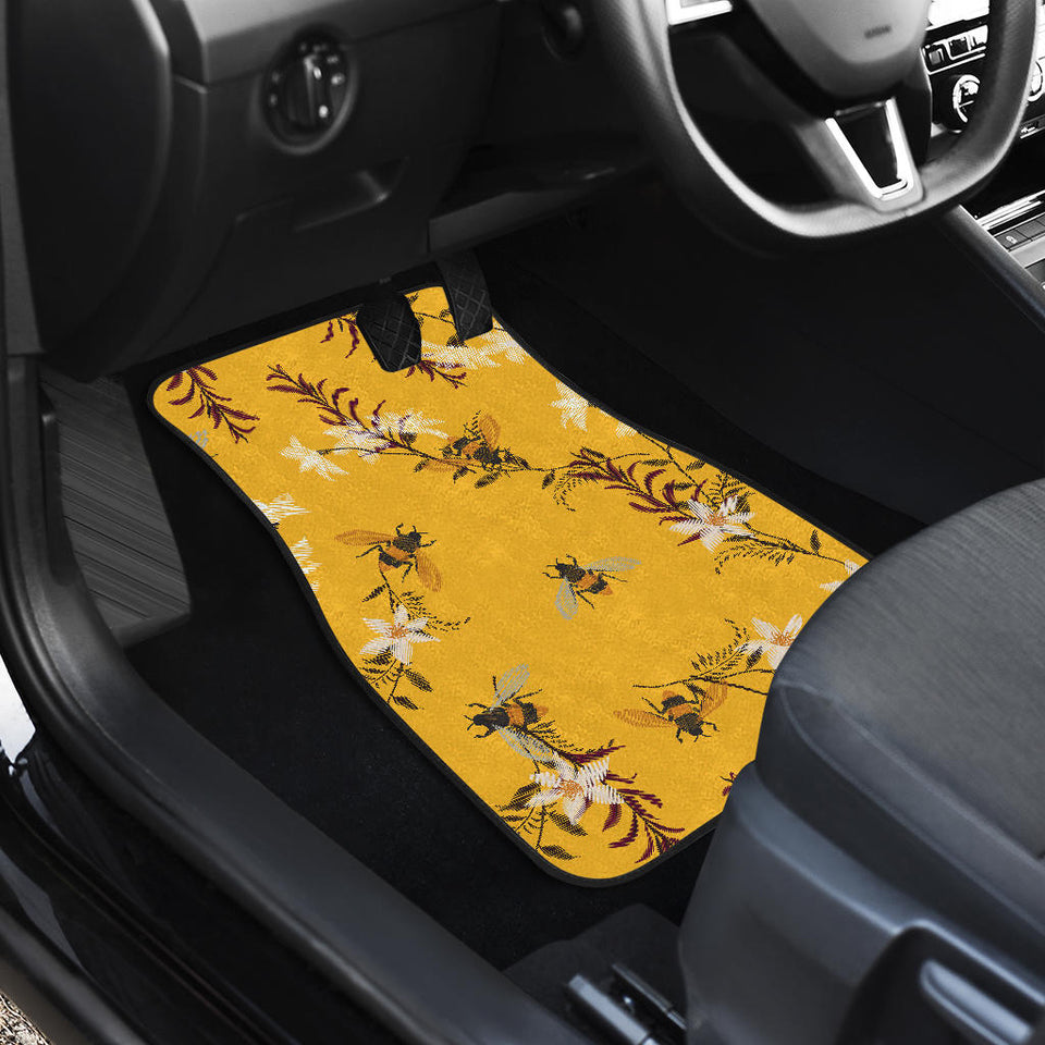 Bee Flower Pattern Front And Back Car Mats