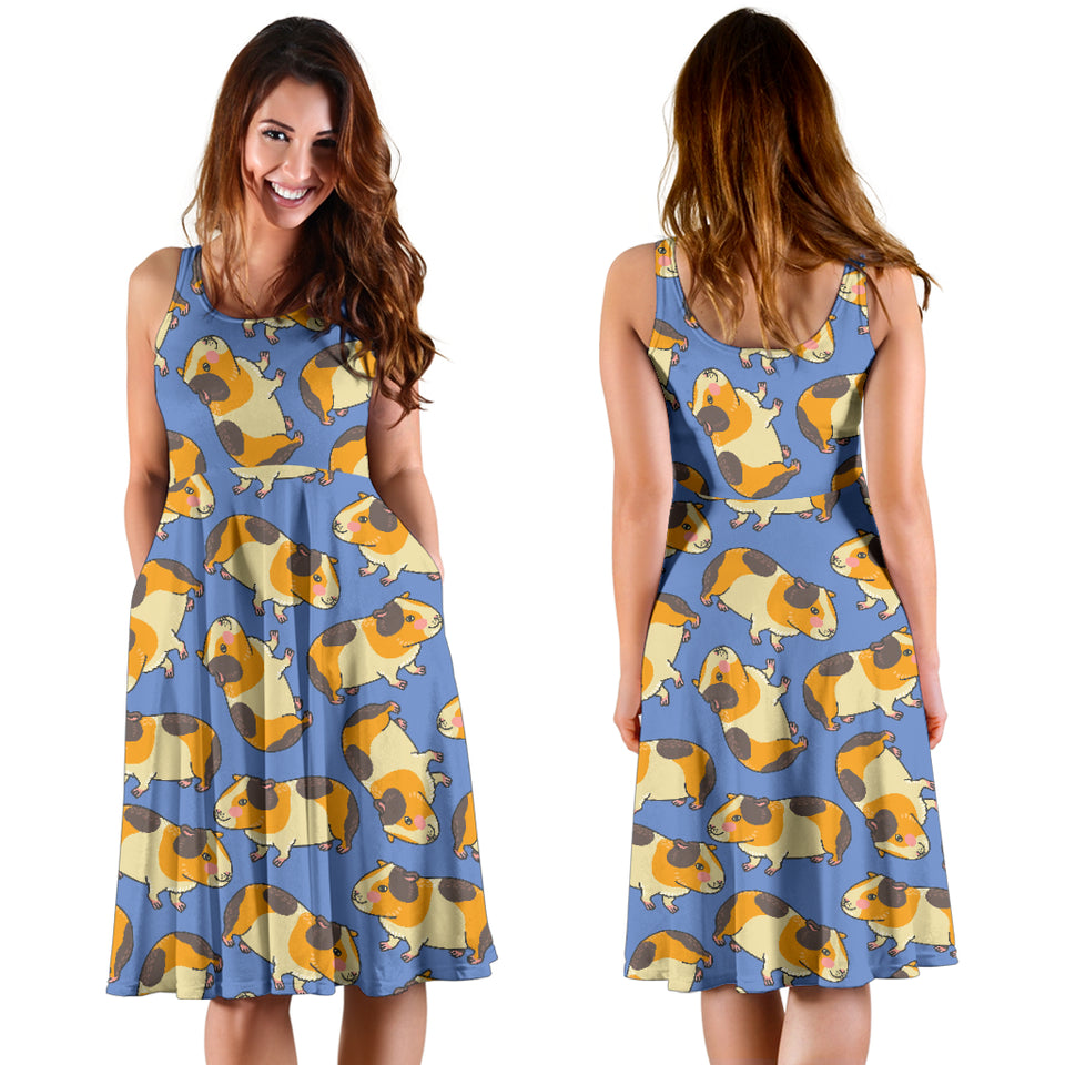 Guinea Pig Pattern Print Design 02 Sleeveless Midi Dress