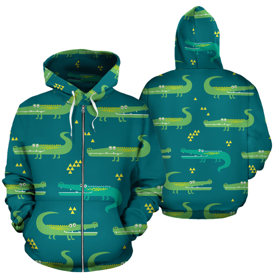 Crocodile Pattern Zip Up Hoodie
