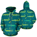 Crocodile Pattern Zip Up Hoodie