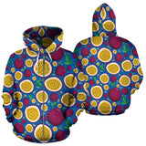 Passion Fruit Blue Background Zip Up Hoodie