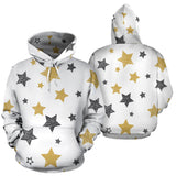Hand Drawn Gold Black Star Pattern Men Women Pullover Hoodie