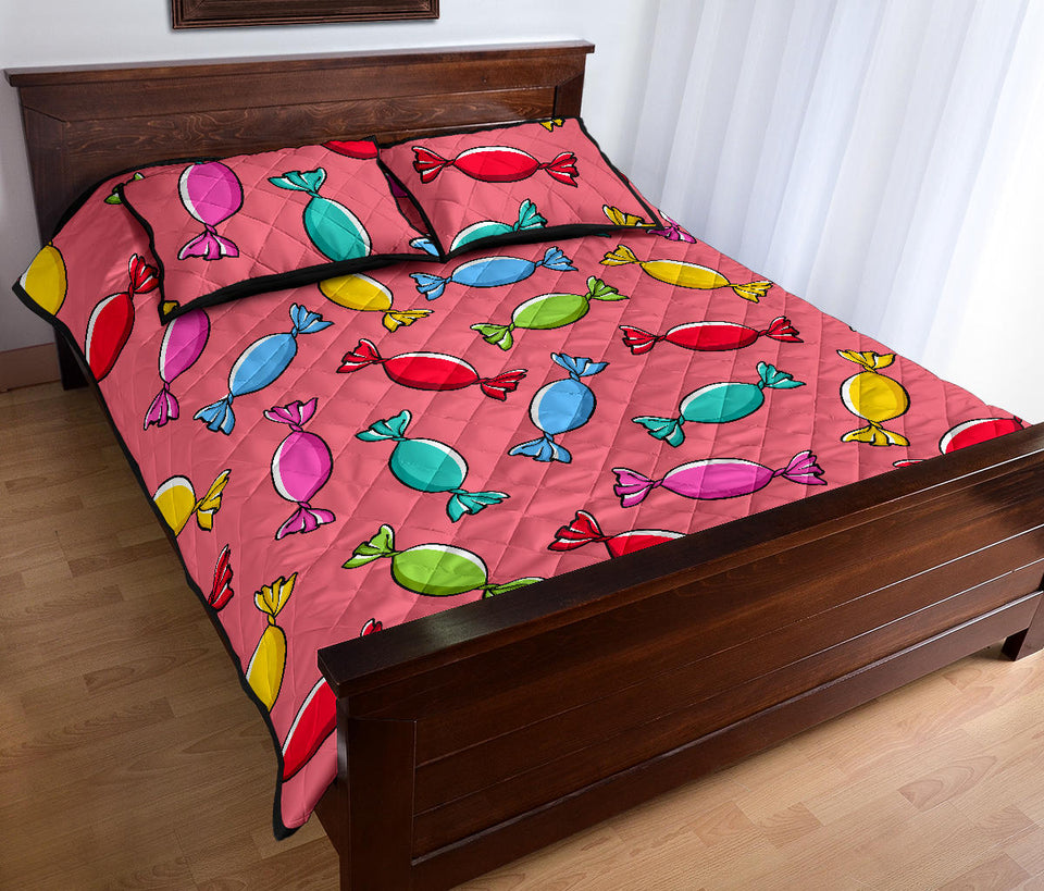 Colorful wrapped candy pattern Quilt Bed Set