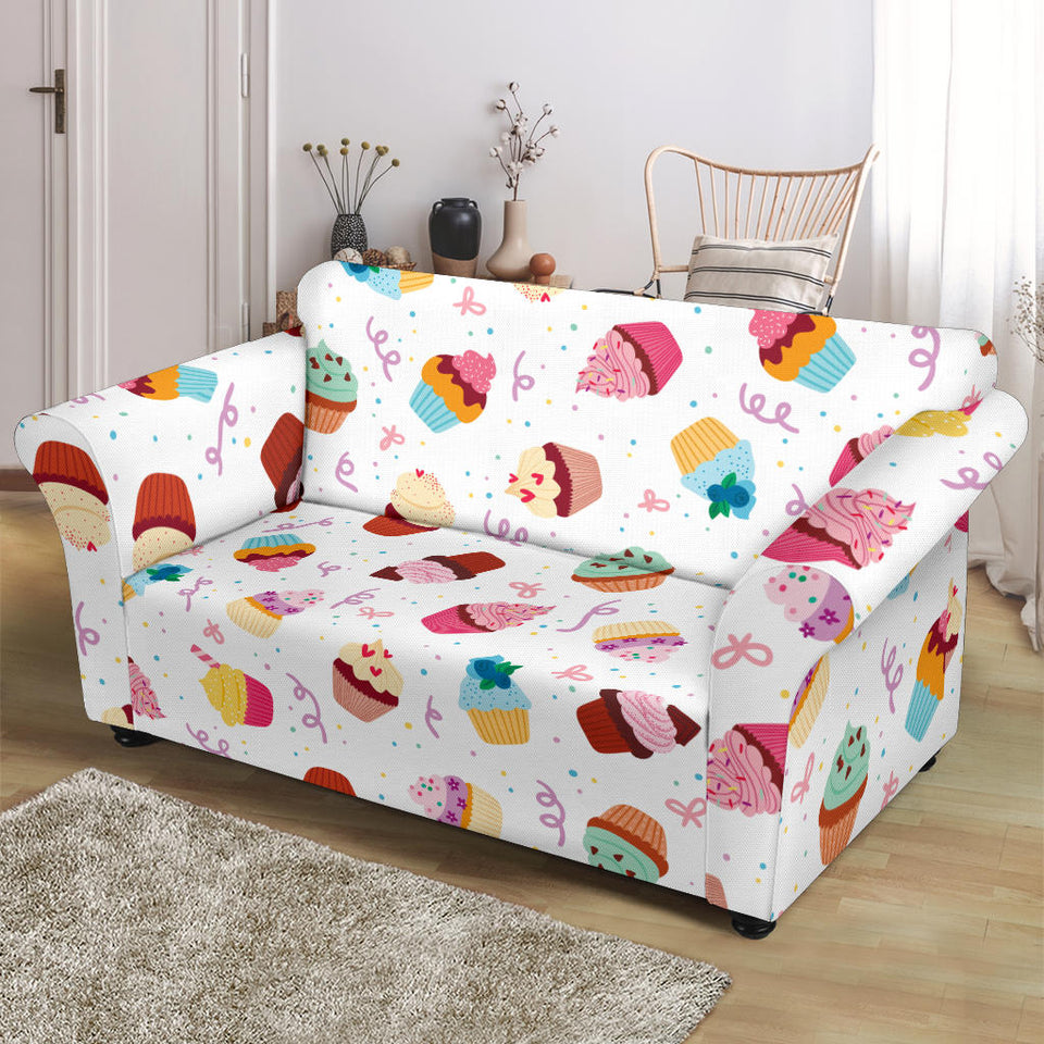 Cake Cupcake Design Pattern Loveseat Couch Slipcover
