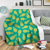Pineapples Pattern Green Background Premium Blanket