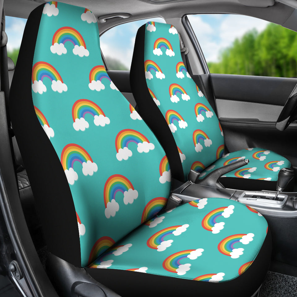 Rainbow Pattern Green Background  Universal Fit Car Seat Covers
