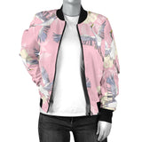 Japanese Crane Rose Pattern Women'S Bomber Jacket