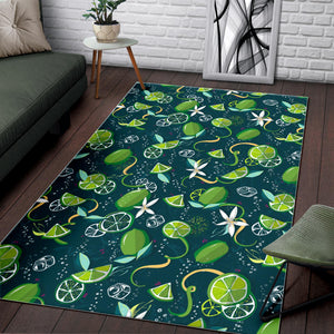 Lime Ice Flower Pattern Area Rug