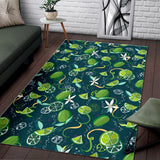 Lime Ice Flower Pattern Area Rug