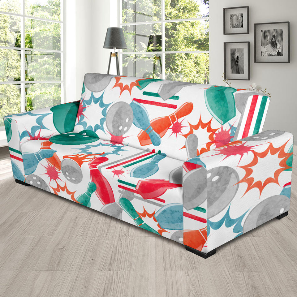 Watercolor Bowling Pattern Sofa Slipcover