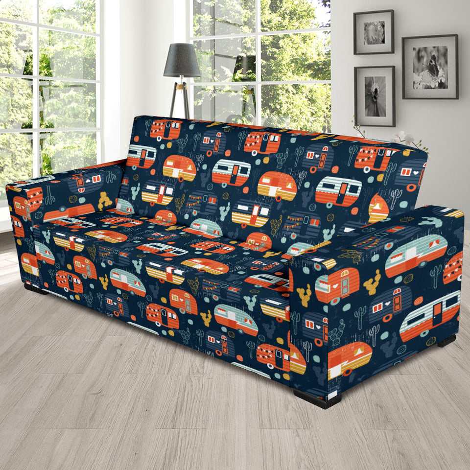 Camper Van Pattern Print Design 05 Sofa Slipcover