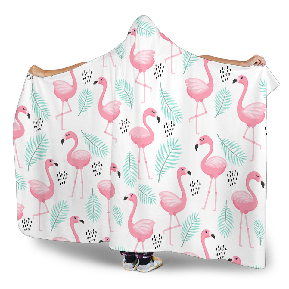 Cute Flamingo Pattern Hooded Blanket