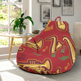Saxophone Cornet Pattern Red Background Bean Bag Cover