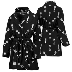 Engine Piston Black Theme Pattern Print Design 03 Women's Bathrobe