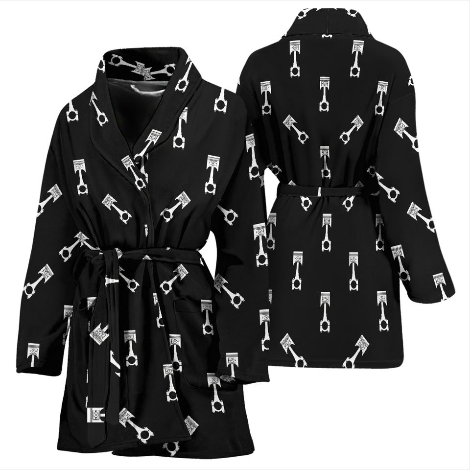 Engine Piston Black Theme Pattern Print Design 03 Women's Bathrobe