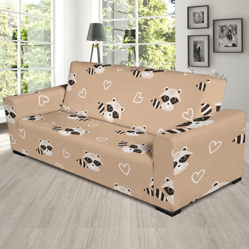 Cute Raccoon Heart Pattern Sofa Slipcover