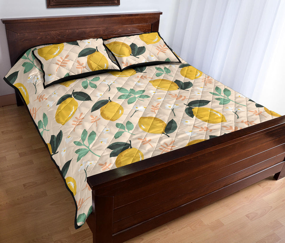lemon flower leave pattern Quilt Bed Set