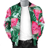 Watermelons Tropical Palm Leaves Pattern Men'S Bomber Jacket