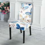 Blue Butterfly Pattern Dining Chair Slipcover