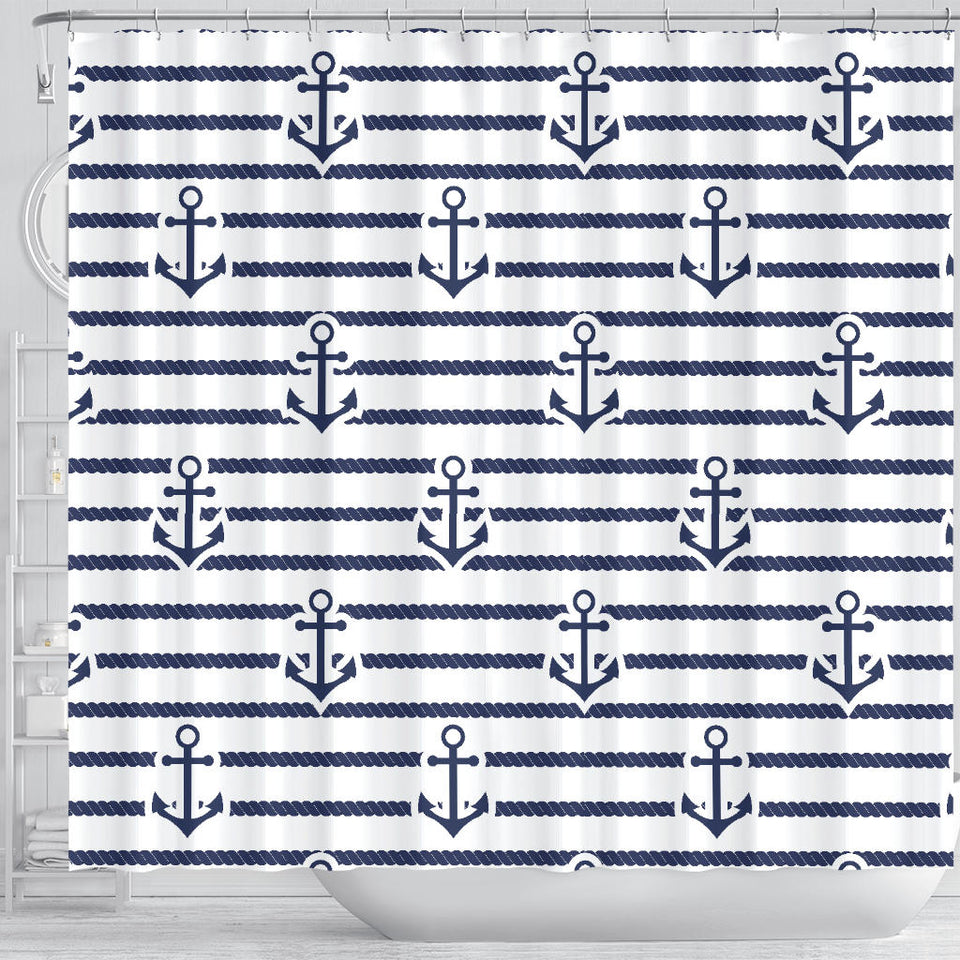 Anchor Rope Nautical  Pattern Shower Curtain Fulfilled In US