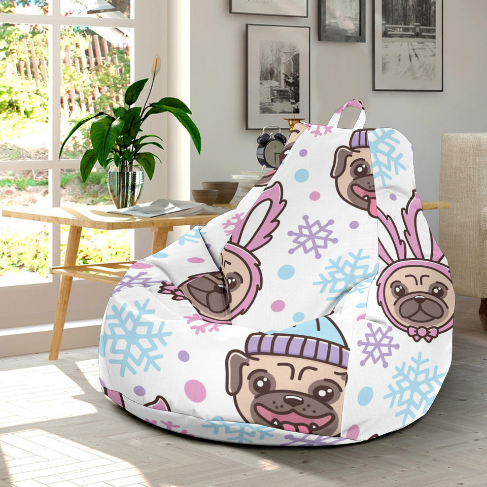 Cute Pug Hat Rabbit Costume Pattern Bean Bag Cover