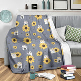 Cute Hamster Sunflower Pattern Background Premium Blanket