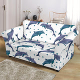 Dolphins Pattern Dotted Background Loveseat Couch Slipcover