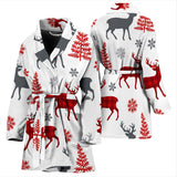 Deer Tree Snowflakes Chrismas Pattern Women'S Bathrobe