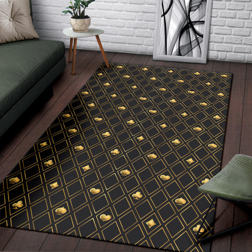Casino Cards Suits Pattern Print Design 01 Area Rug