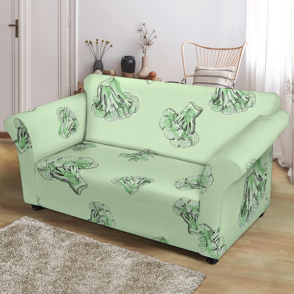 Broccoli Sketch Pattern Loveseat Couch Slipcover