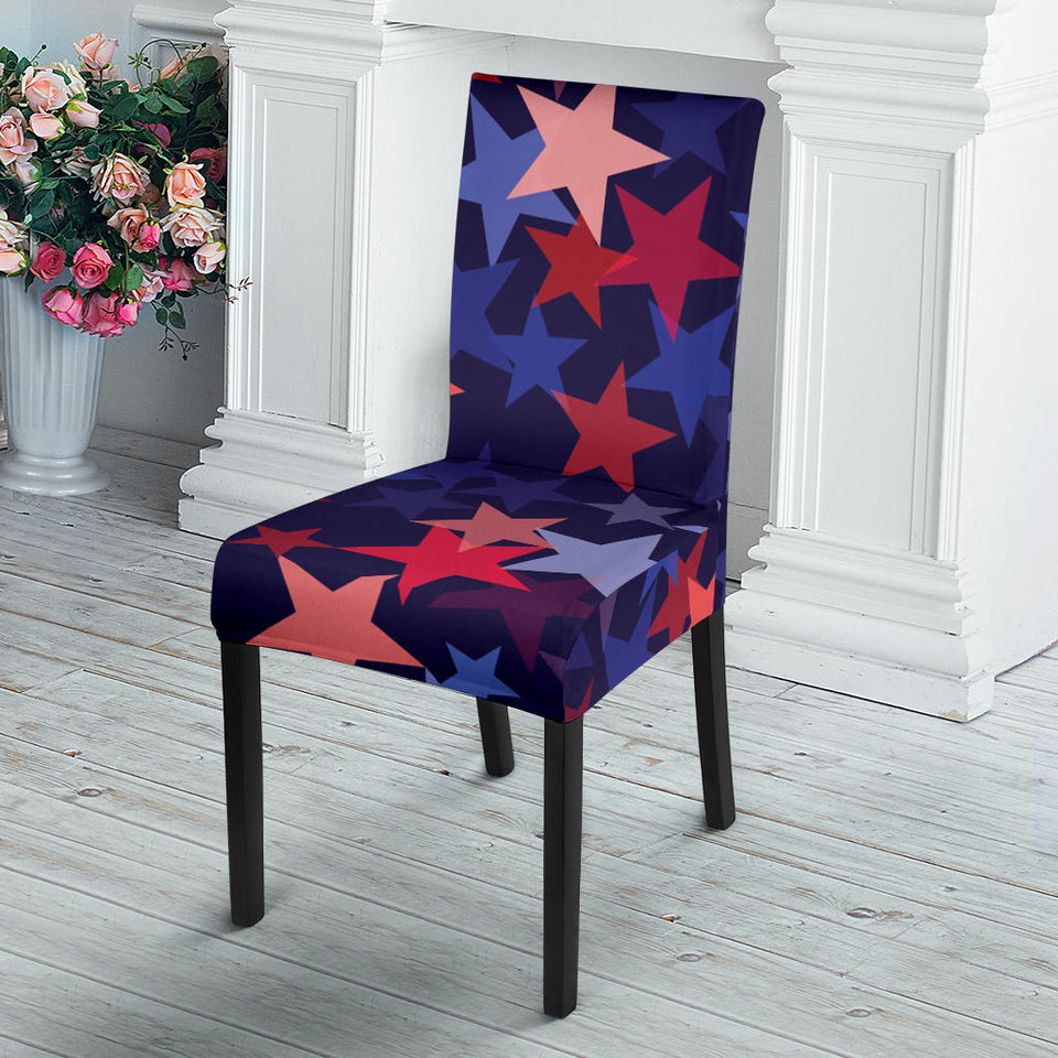 Red Blue Star Pattern Dining Chair Slipcover