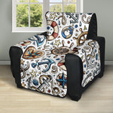 Cute nautical steering wheel anchor pattern Recliner Cover Protector