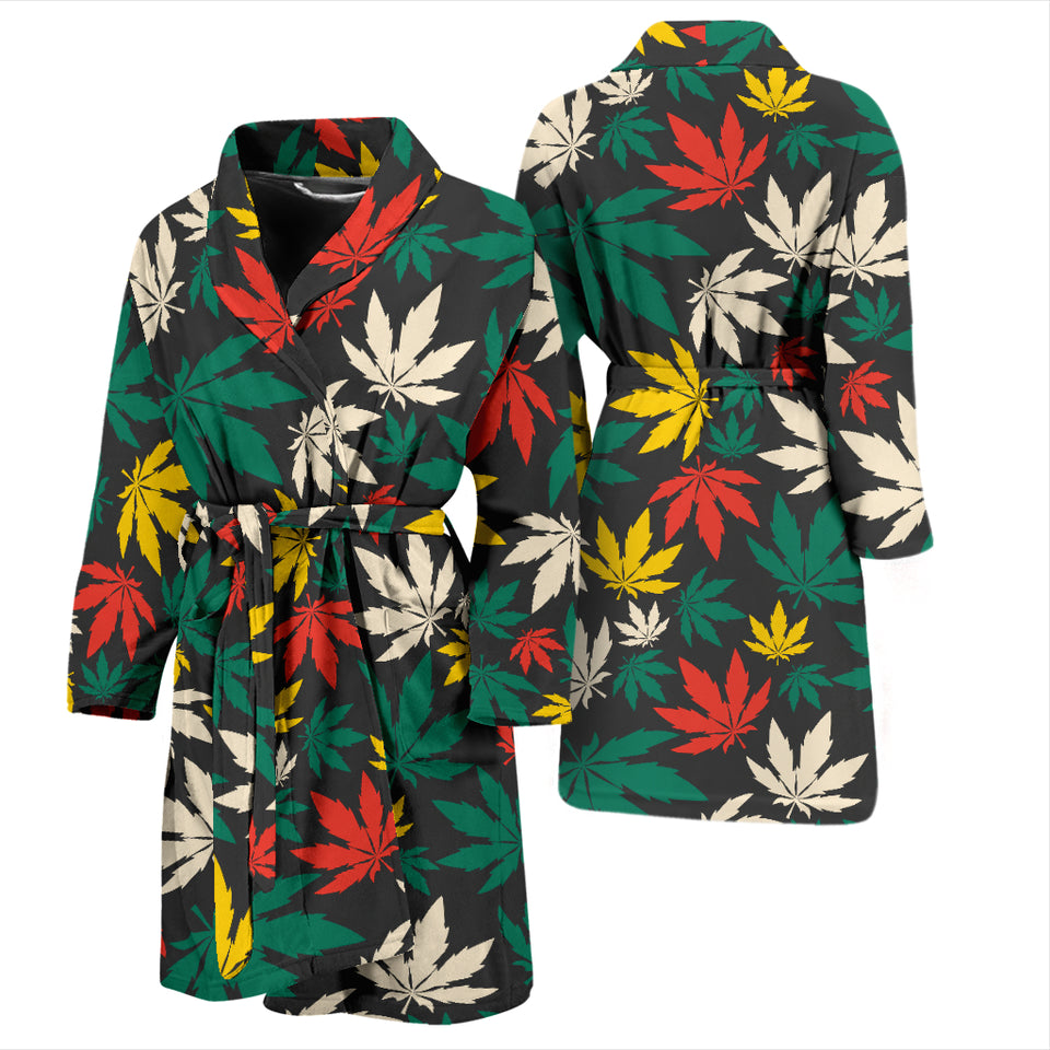Canabis Marijuana Weed Pattern Print Design 02 Men's Bathrobe