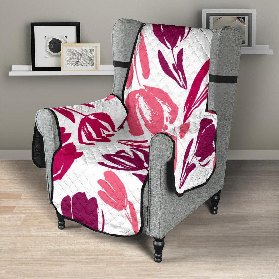 pink sketch tulip pattern Chair Cover Protector