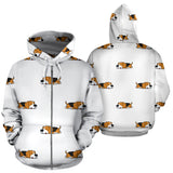 Cute Beagle Dog Sleeping Pattern Zip Up Hoodie