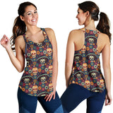 Sugar skulls flower maxican pattern Women Racerback Tank Top