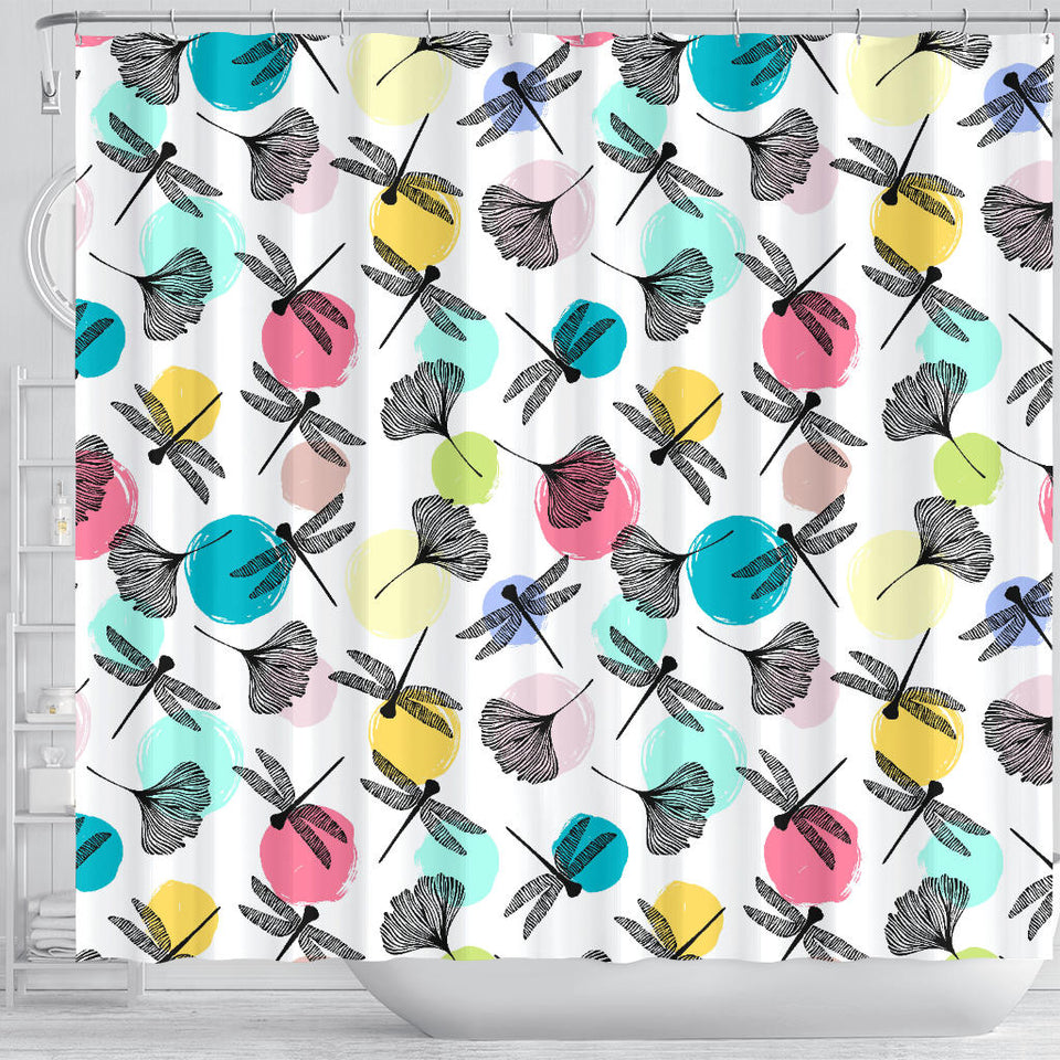 Dragonflies Ginkgo Leaves Pattern Shower Curtain Fulfilled In US