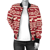 Dachshund Nordic Pattern Women'S Bomber Jacket