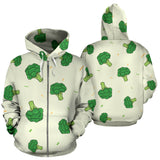 Broccoli Pattern Zip Up Hoodie
